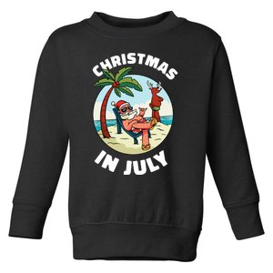 Funny Christmas In July Summer Santa On Beach Xmas Toddler Sweatshirt