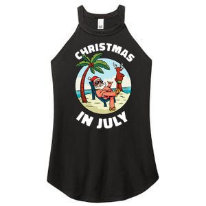 Funny Christmas In July Summer Santa On Beach Xmas Women's Perfect Tri Rocker Tank