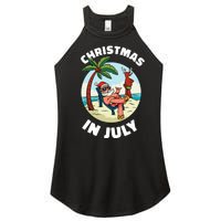 Funny Christmas In July Summer Santa On Beach Xmas Women's Perfect Tri Rocker Tank