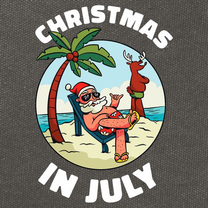 Funny Christmas In July Summer Santa On Beach Xmas Cotton Canvas Backpack