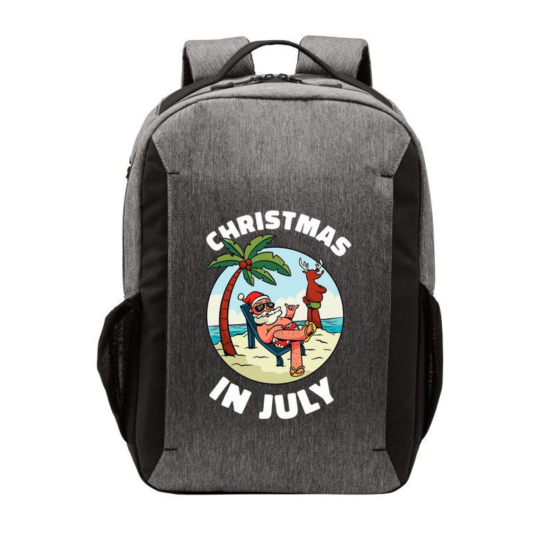 Funny Christmas In July Summer Santa On Beach Xmas Vector Backpack
