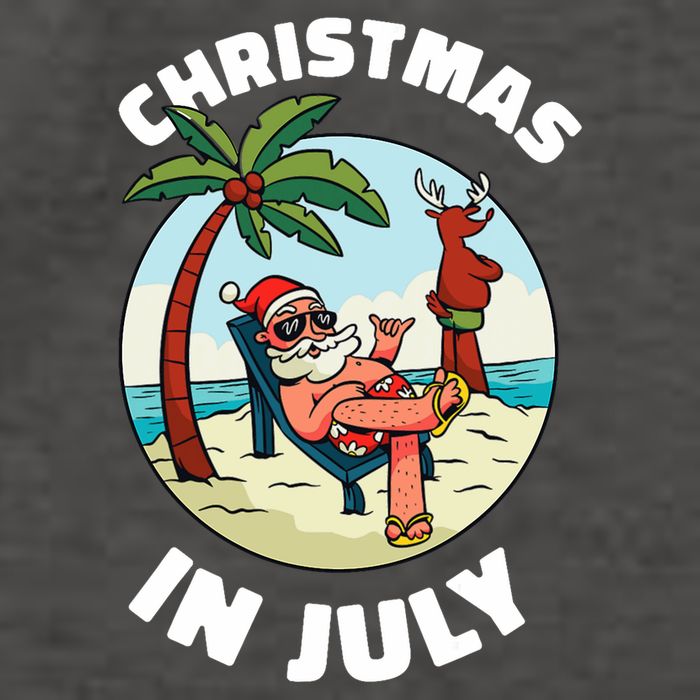 Funny Christmas In July Summer Santa On Beach Xmas Vector Backpack