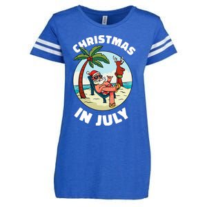 Funny Christmas In July Summer Santa On Beach Xmas Enza Ladies Jersey Football T-Shirt