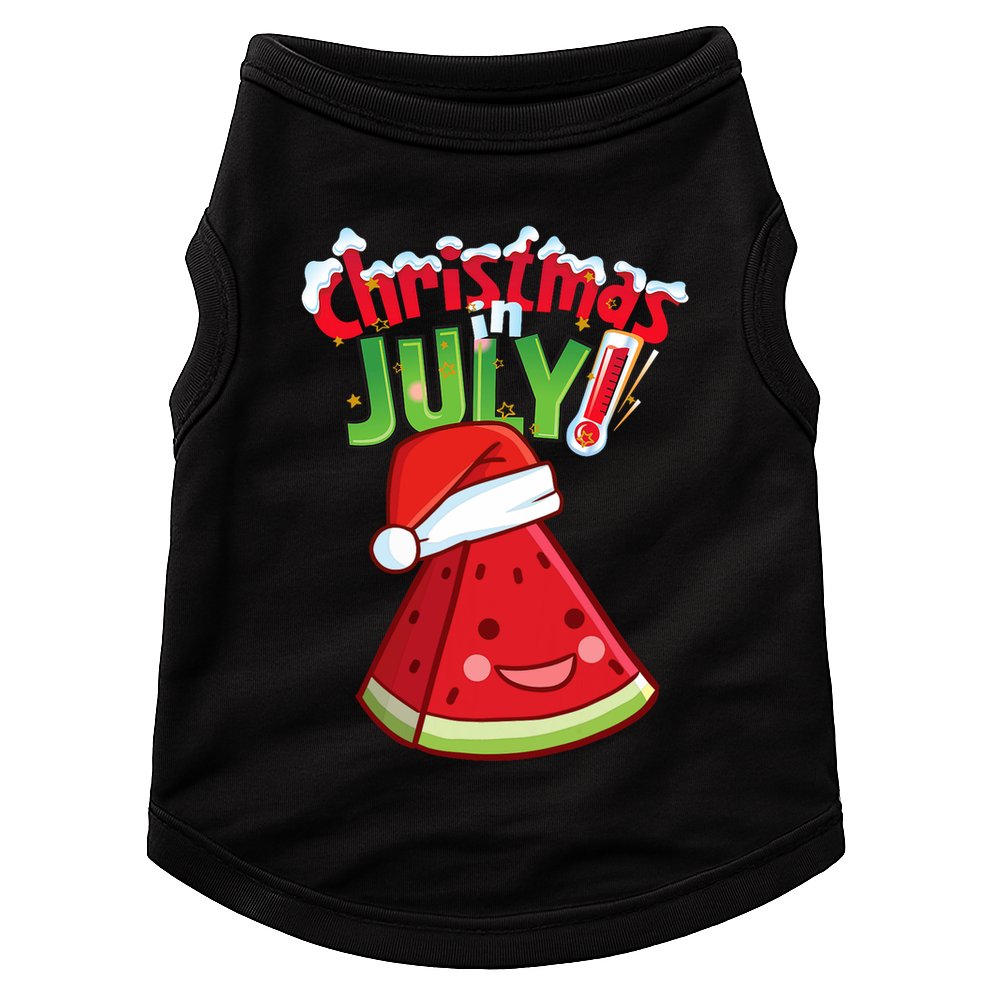 Funny Christmas In July Summer Watermelon Santa Hat Doggie Tank