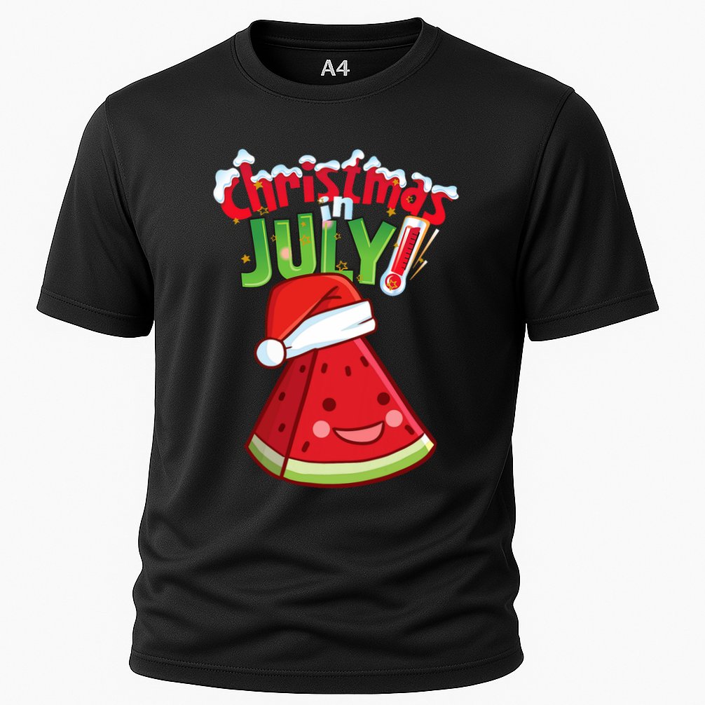 Funny Christmas In July Summer Watermelon Santa Hat Performance Shirt