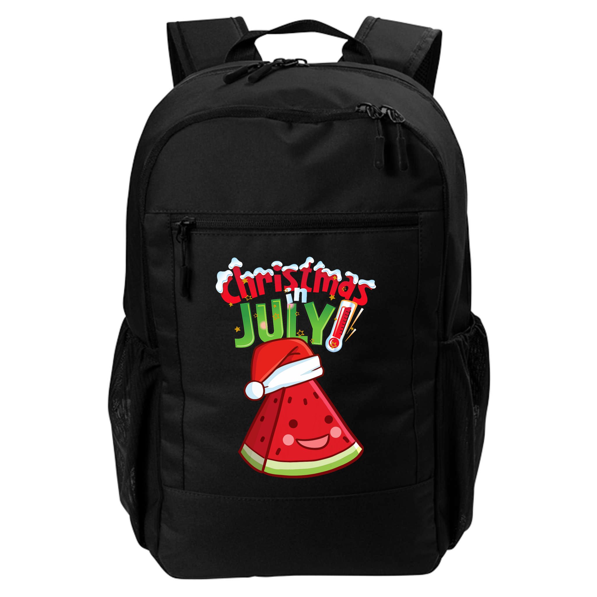 Funny Christmas In July Summer Watermelon Santa Hat Backpack