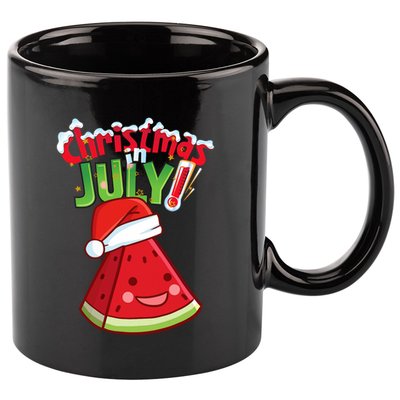 Funny Christmas In July Summer Watermelon Santa Hat 11oz C Handle Ceramic Mug