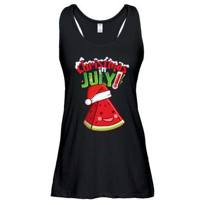Funny Christmas In July Summer Watermelon Santa Hat Ladies Essential Flowy Tank