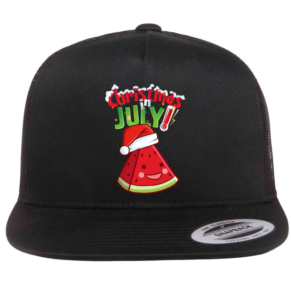 Funny Christmas In July Summer Watermelon Santa Hat Flat Bill Trucker Hat
