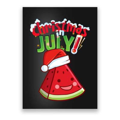 Funny Christmas In July Summer Watermelon Santa Hat Poster