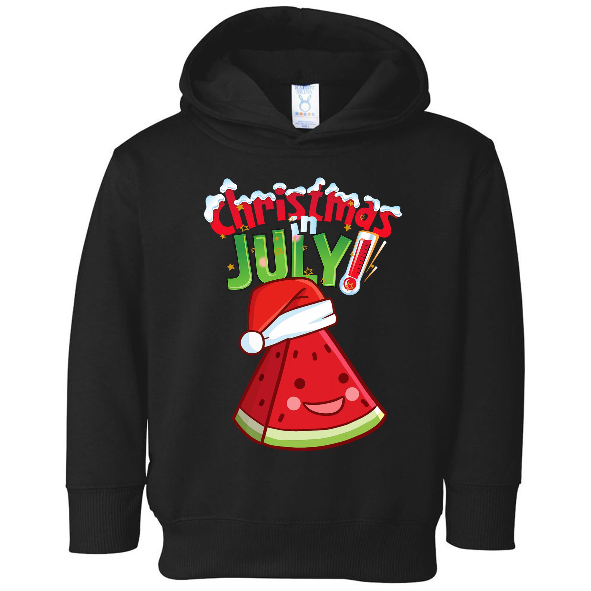 Funny Christmas In July Summer Watermelon Santa Hat Toddler Hoodie