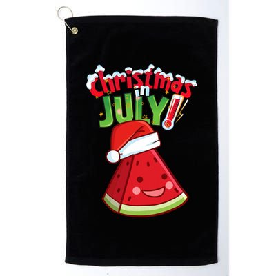 Funny Christmas In July Summer Watermelon Santa Hat Golf Towel