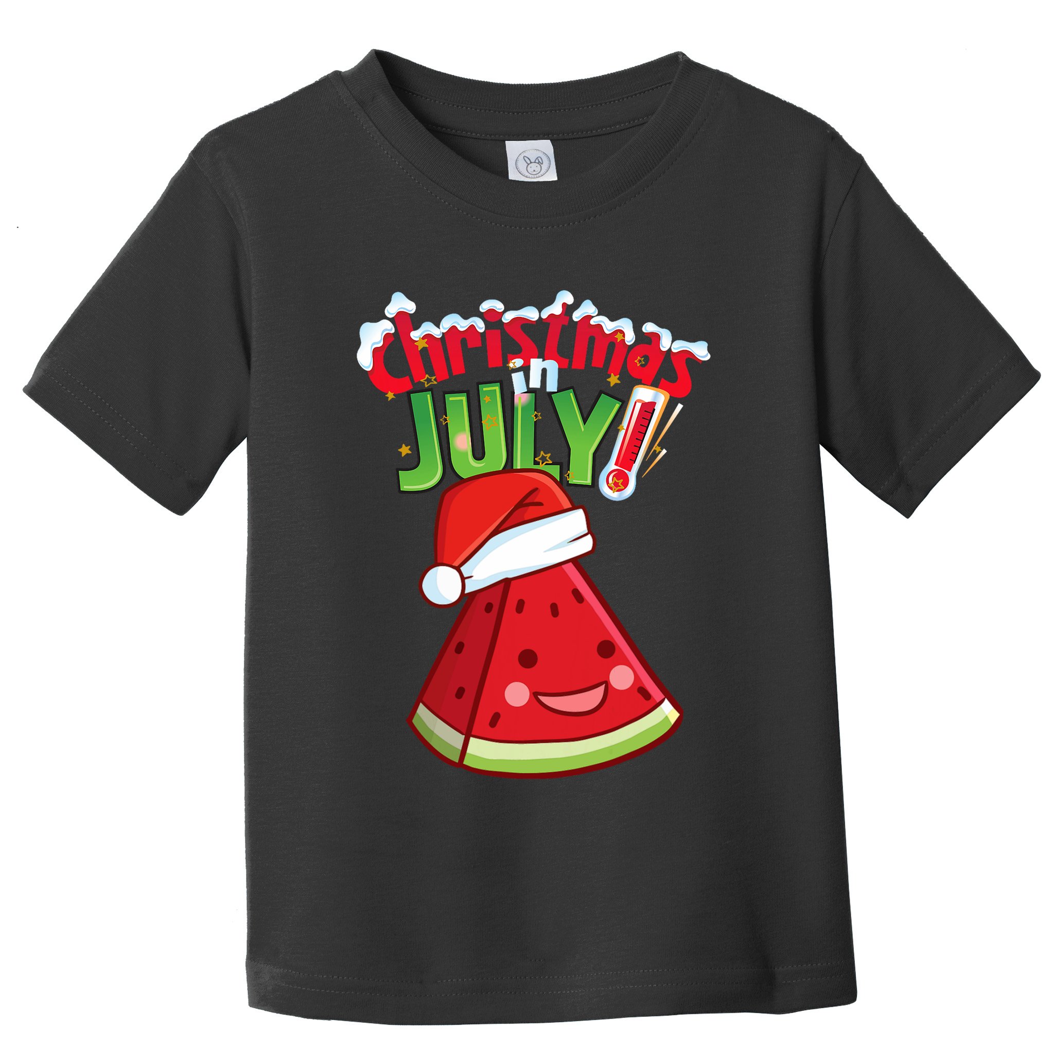 Funny Christmas In July Summer Watermelon Santa Hat Toddler T-Shirt
