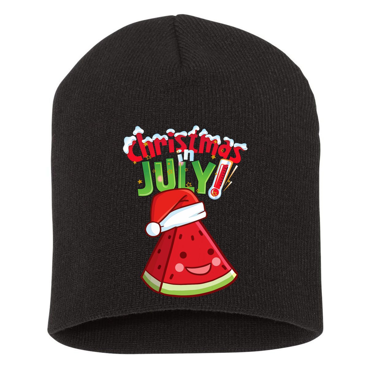 Funny Christmas In July Summer Watermelon Santa Hat Short Acrylic Beanie