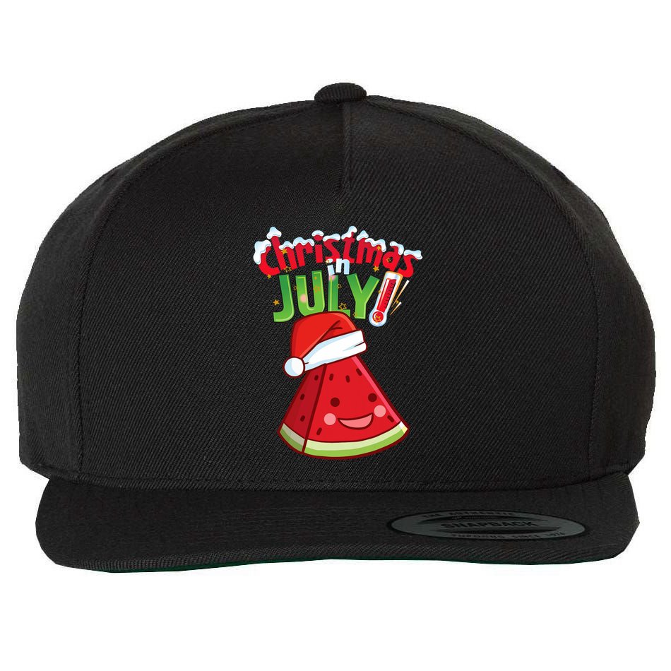 Funny Christmas In July Summer Watermelon Santa Hat Wool Snapback Cap