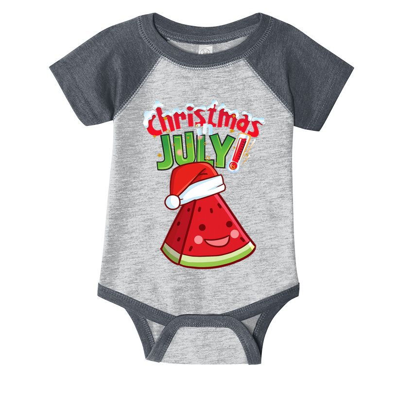 Funny Christmas In July Summer Watermelon Santa Hat Infant Baby Jersey Bodysuit