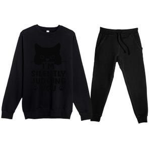 Funny Cat Im Silently Judging You Premium Crewneck Sweatsuit Set