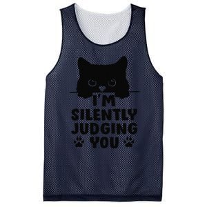 Funny Cat Im Silently Judging You Mesh Reversible Basketball Jersey Tank