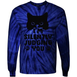 Funny Cat Im Silently Judging You Tie-Dye Long Sleeve Shirt