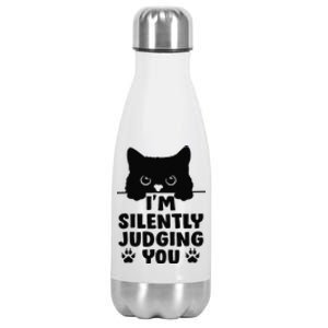 Funny Cat Im Silently Judging You Stainless Steel Insulated Water Bottle