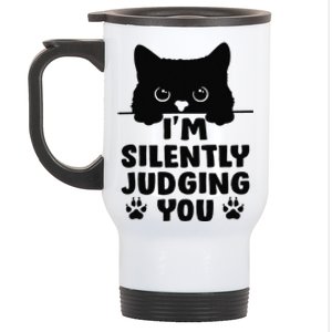 Funny Cat Im Silently Judging You Stainless Steel Travel Mug