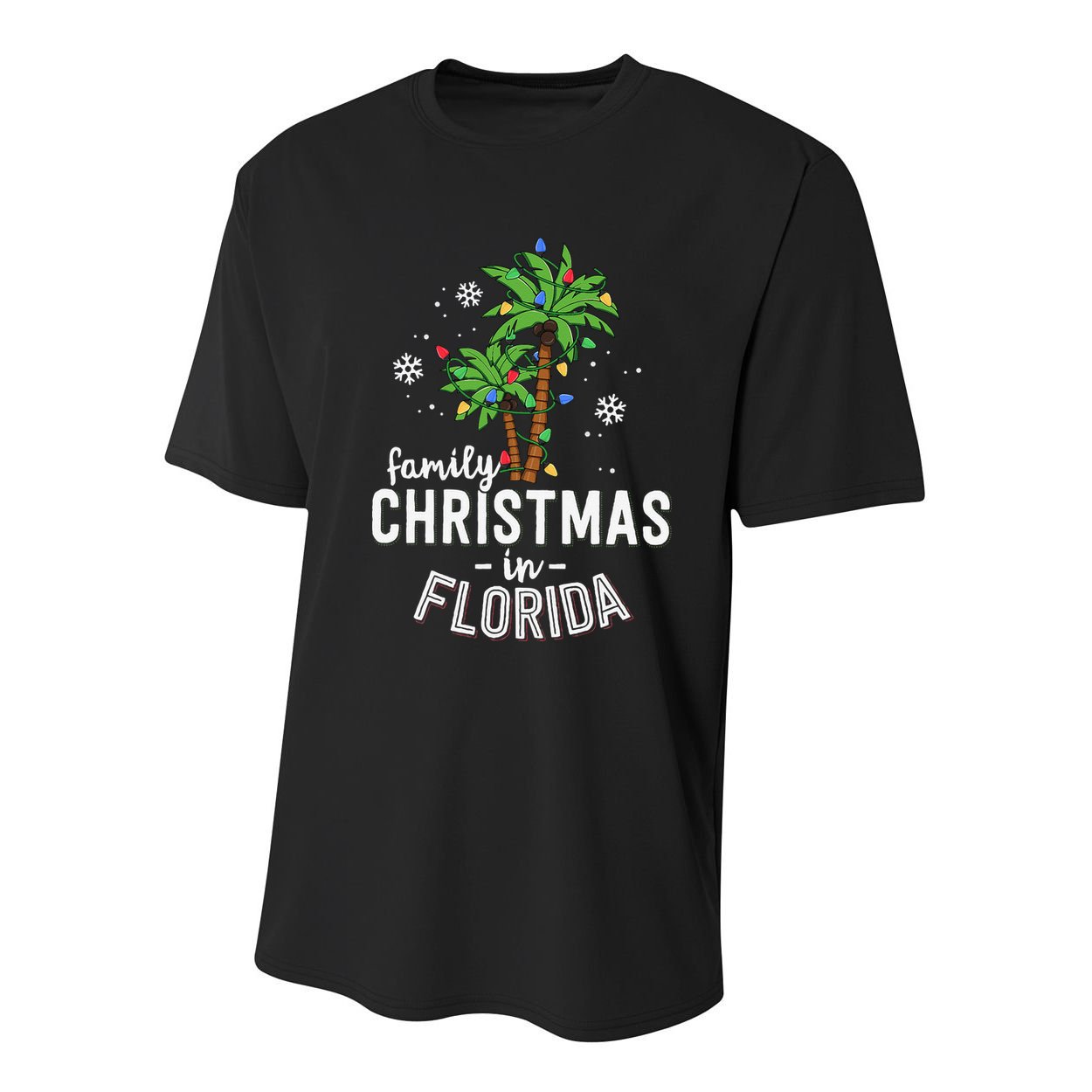 Family Christmas In Florida Palm Trees Xmas Beach Vacation Youth Performance Sprint T-Shirt