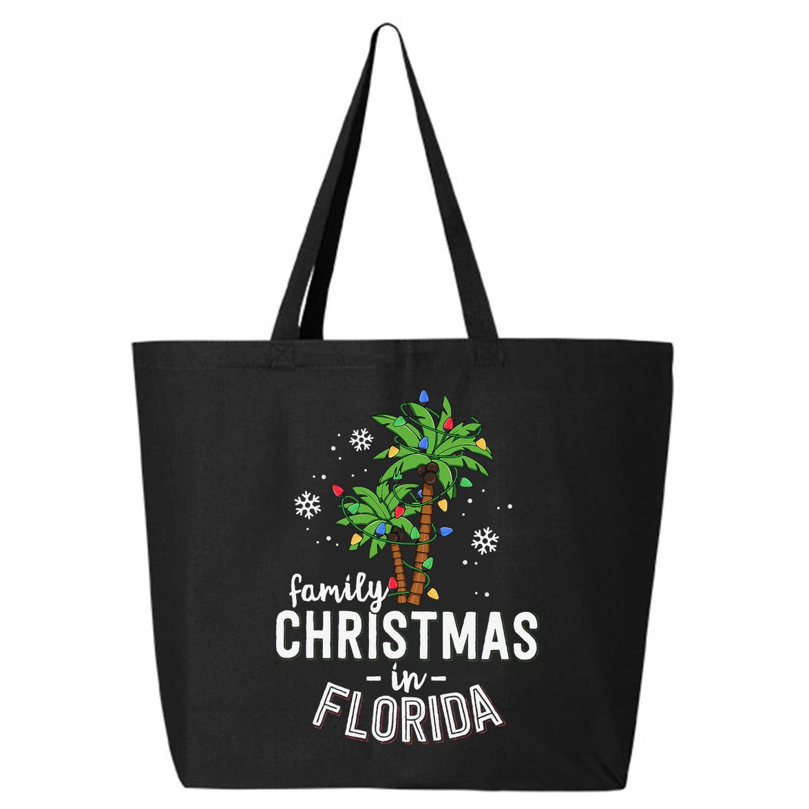 Family Christmas In Florida Palm Trees Xmas Beach Vacation 25L Jumbo Tote