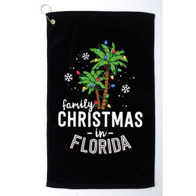 Family Christmas In Florida Palm Trees Xmas Beach Vacation Golf Towel