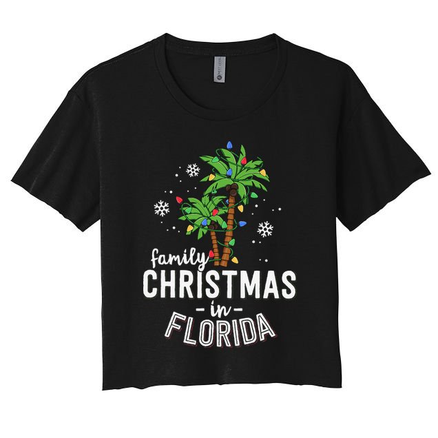 Family Christmas In Florida Palm Trees Xmas Beach Vacation Crop Top