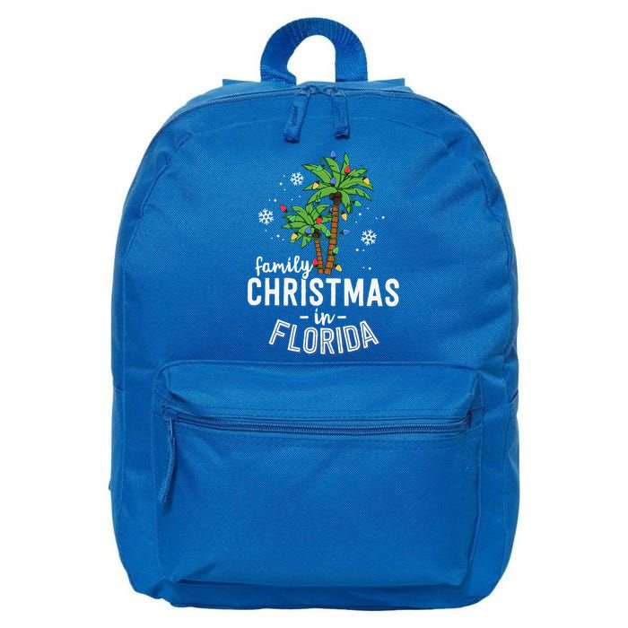 Family Christmas In Florida Palm Trees Xmas Beach Vacation 16 in Basic Backpack