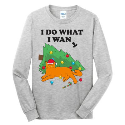 Funny Cat I Do What I Want Christmas Graphic Gift Cute Gift Tall Long Sleeve T-Shirt