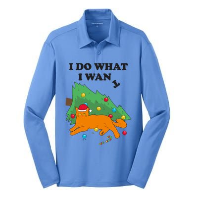 Funny Cat I Do What I Want Christmas Graphic Gift Cute Gift Silk Touch Performance Long Sleeve Polo