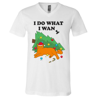 Funny Cat I Do What I Want Christmas Graphic Gift Cute Gift V-Neck T-Shirt