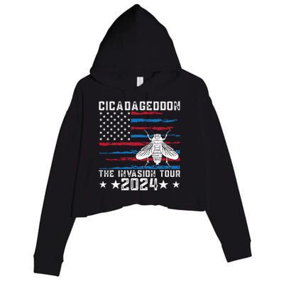 Funny Cicadageddon Invasion 2024 Cicada Event Crop Fleece Hoodie