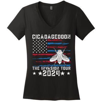 Funny Cicadageddon Invasion 2024 Cicada Event Women's V-Neck T-Shirt