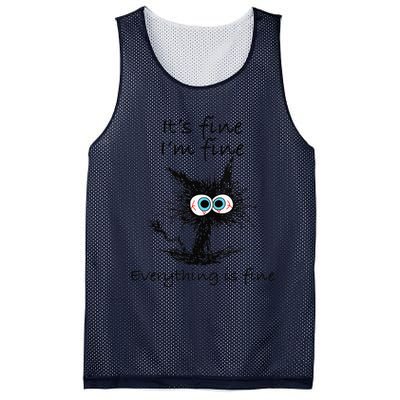 Funny Cat Its Fine Im Fine Everything Is Fine Nurse Teacher Mesh Reversible Basketball Jersey Tank