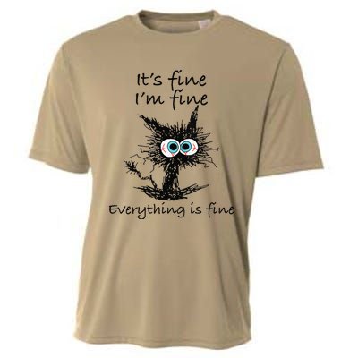 Funny Cat Its Fine Im Fine Everything Is Fine Nurse Teacher Cooling Performance Crew T-Shirt