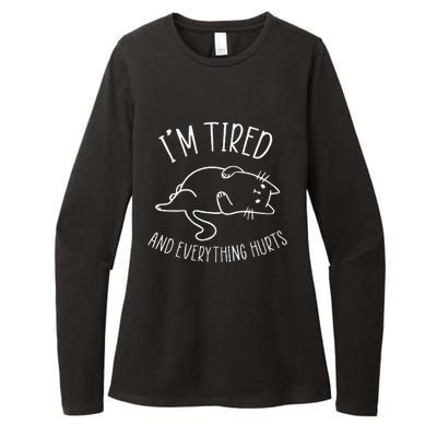 Funny Cat I’m Tired And Everything Hurts Sleepy Cat Gift Womens CVC Long Sleeve Shirt