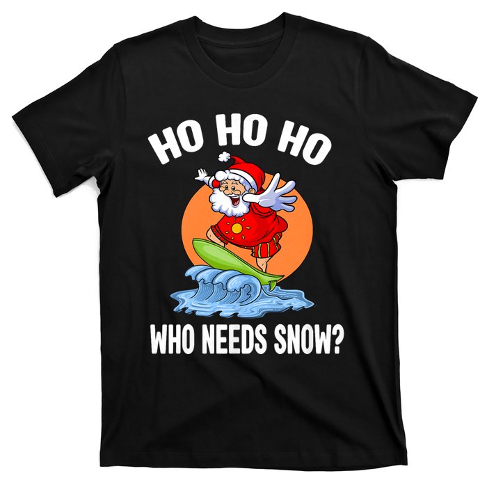 Funny Christmas In July Santa Surfing Summer Beach Vacation T-Shirt