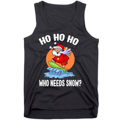 Funny Christmas In July Santa Surfing Summer Beach Vacation Tank Top