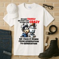 Funny Cow In Our Family We DonT Try To Hide The Crazy Tall T-Shirt