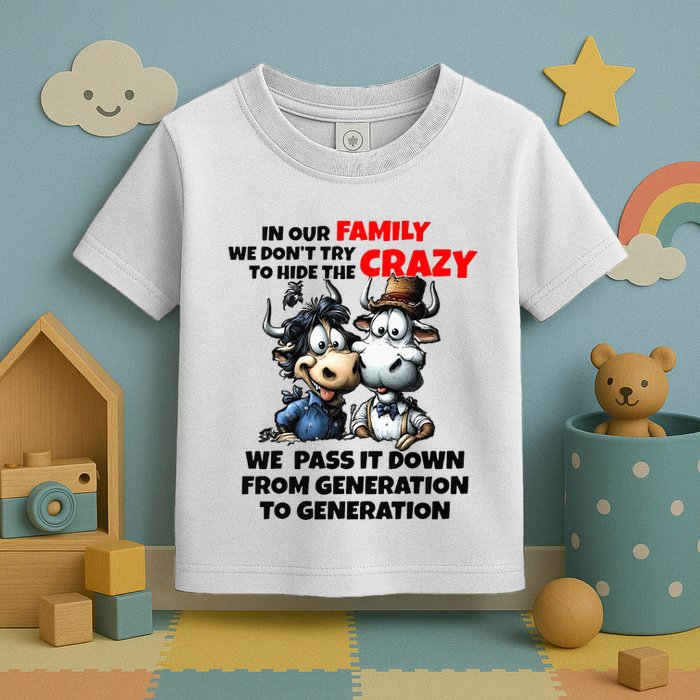 Funny Cow In Our Family We DonT Try To Hide The Crazy Toddler T-Shirt