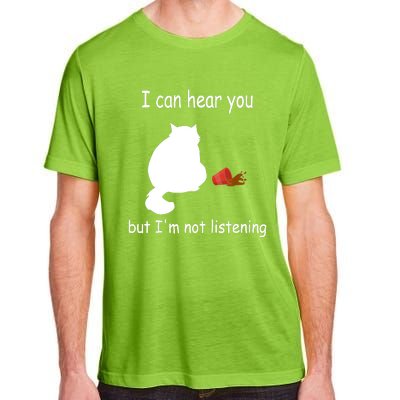 Funny Cat I Can Hear You But I'm Listening, Cat And Coffee Adult ChromaSoft Performance T-Shirt