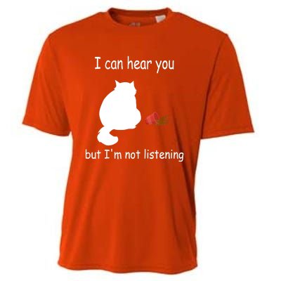 Funny Cat I Can Hear You But I'm Listening, Cat And Coffee Cooling Performance Crew T-Shirt