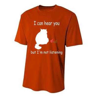 Funny Cat I Can Hear You But I'm Listening, Cat And Coffee Performance Sprint T-Shirt