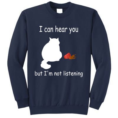 Funny Cat I Can Hear You But I'm Listening, Cat And Coffee Sweatshirt