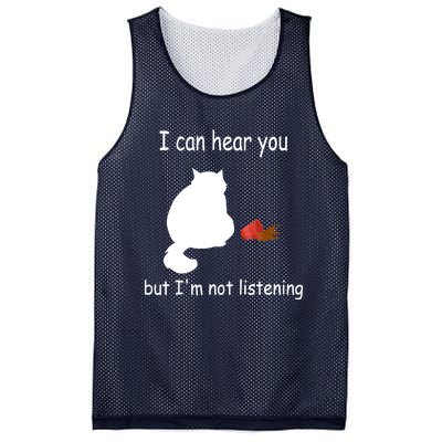 Funny Cat I Can Hear You But I'm Listening, Cat And Coffee Mesh Reversible Basketball Jersey Tank