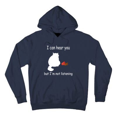 Funny Cat I Can Hear You But I'm Listening, Cat And Coffee Tall Hoodie