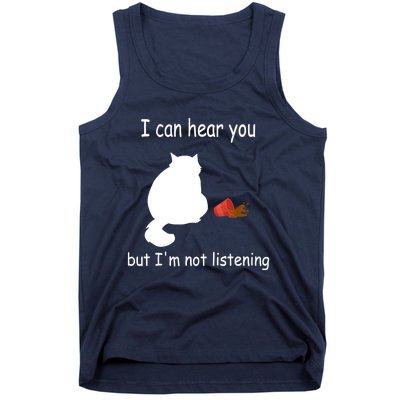 Funny Cat I Can Hear You But I'm Listening, Cat And Coffee Tank Top