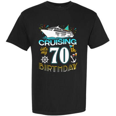 funny Cruising Into My 70 Year Old Birthday Crew Garment-Dyed Heavyweight T-Shirt